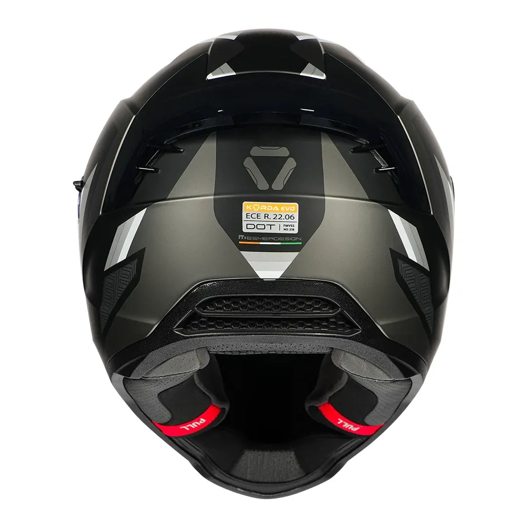 Korda EVO Orcus helmet matt grey rear spoiler design