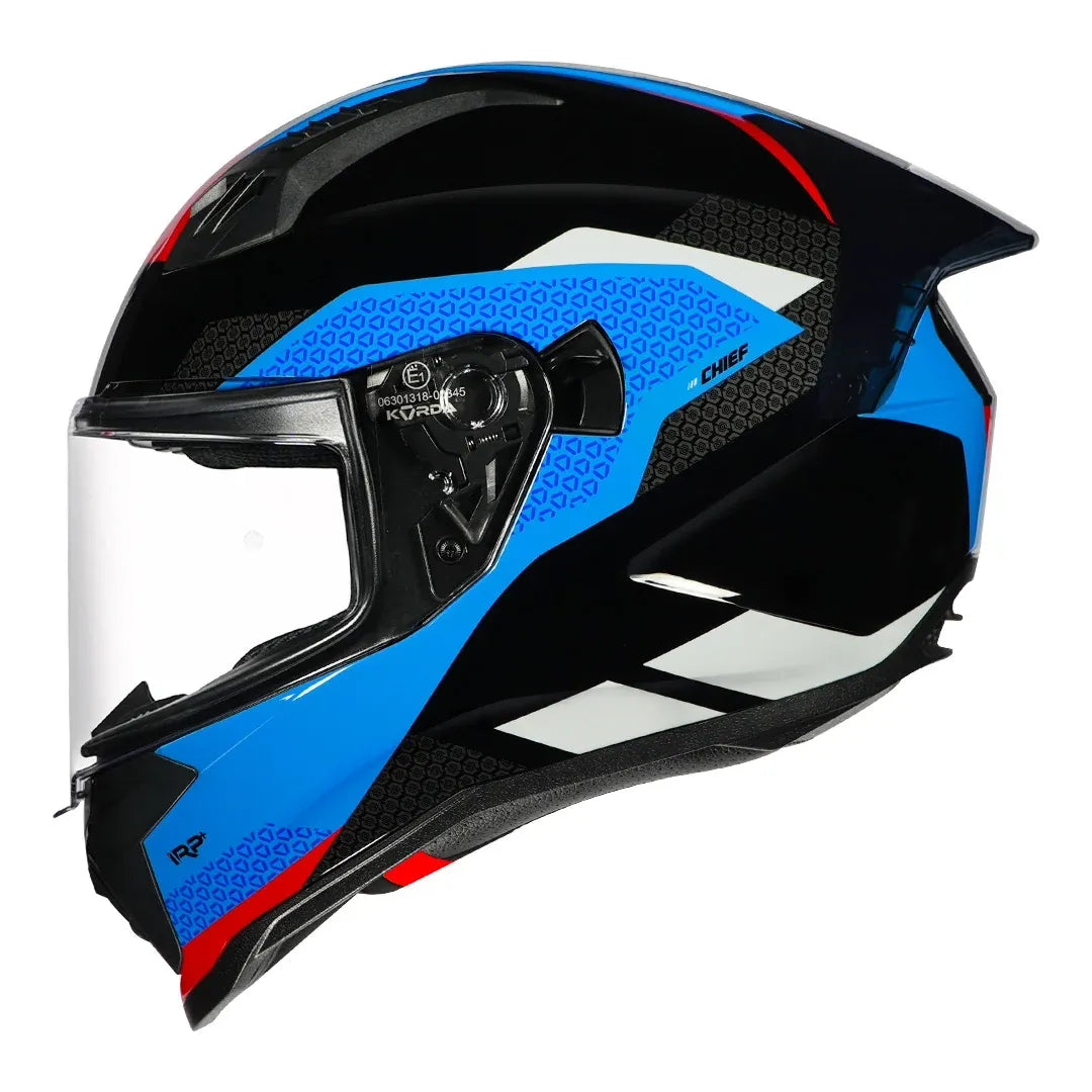 Front view of Korda EVO Chief helmet in gloss black blue