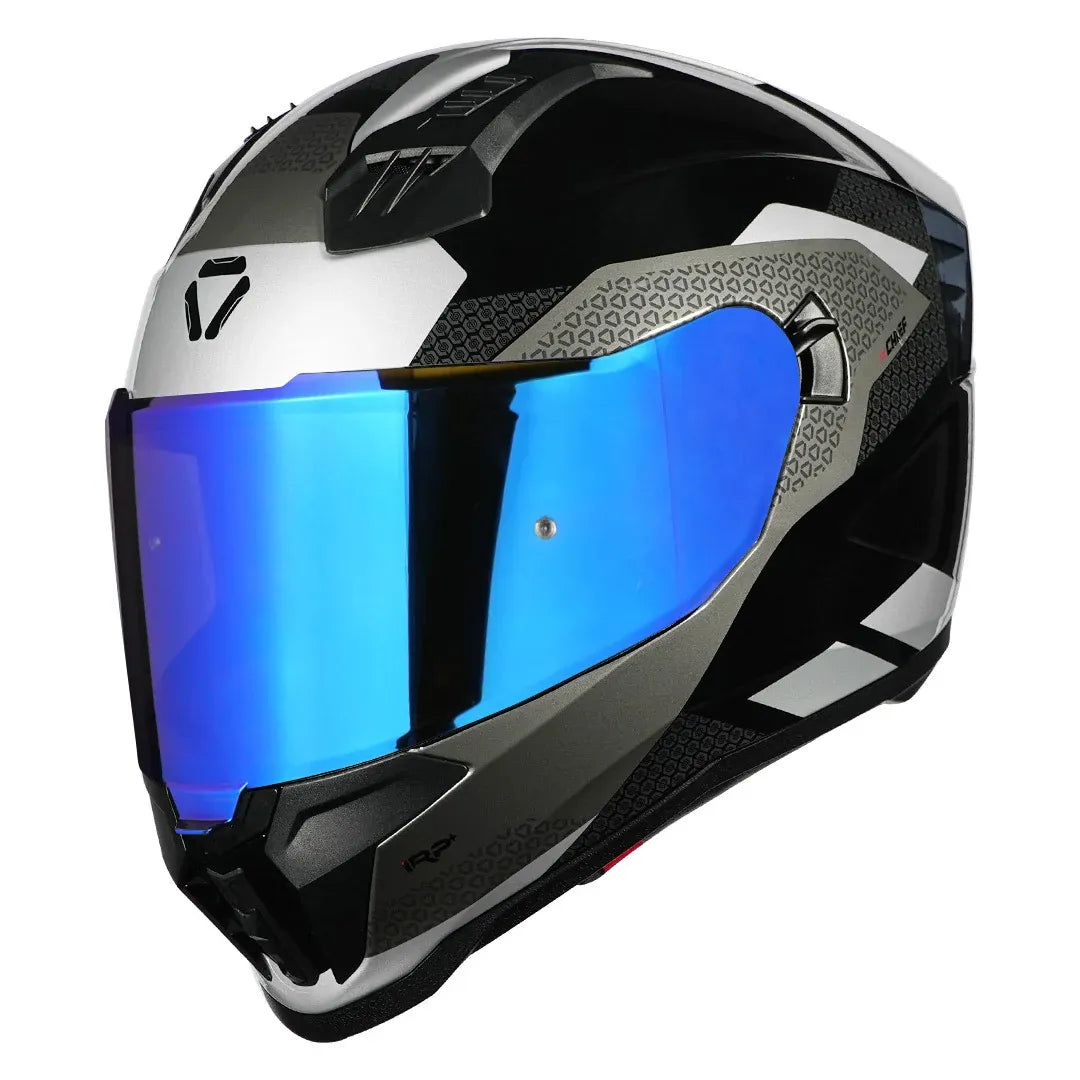 Korda EVO Chief full-face helmet in gloss black grey silver colorway