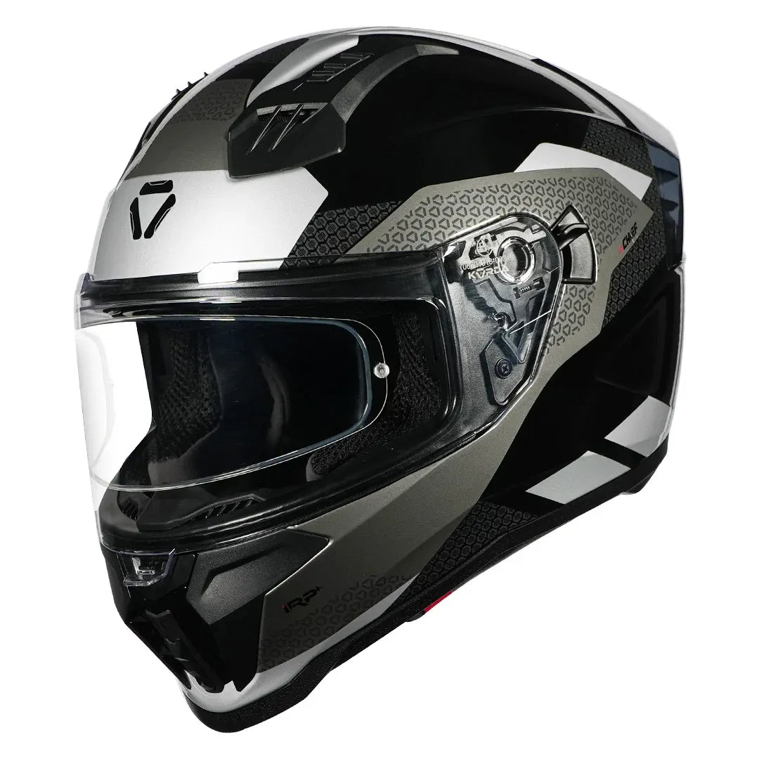 Korda EVO Chief helmet gloss black grey silver side profile view