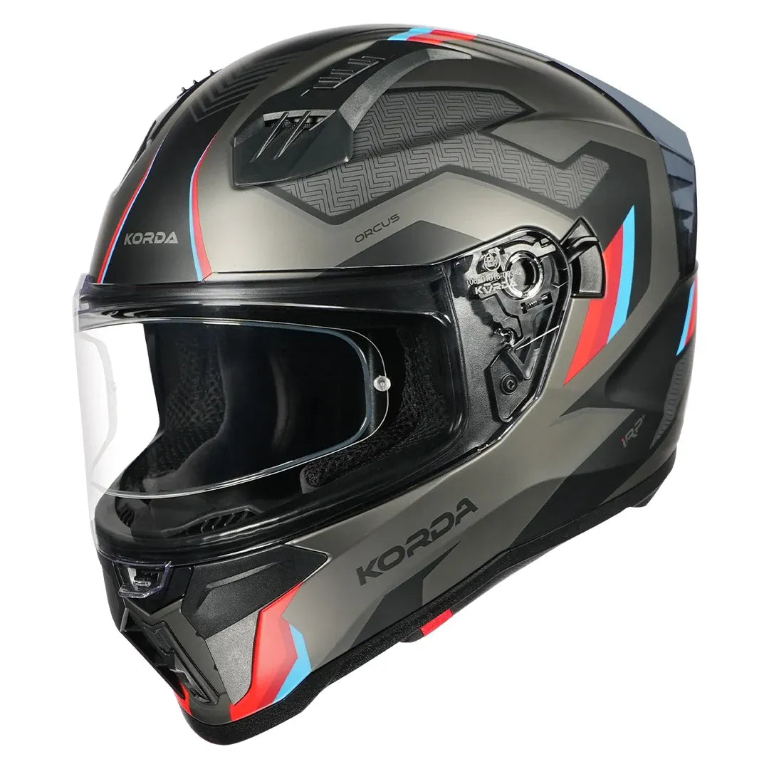 Korda EVO Orcus helmet matt grey red blue side profile view