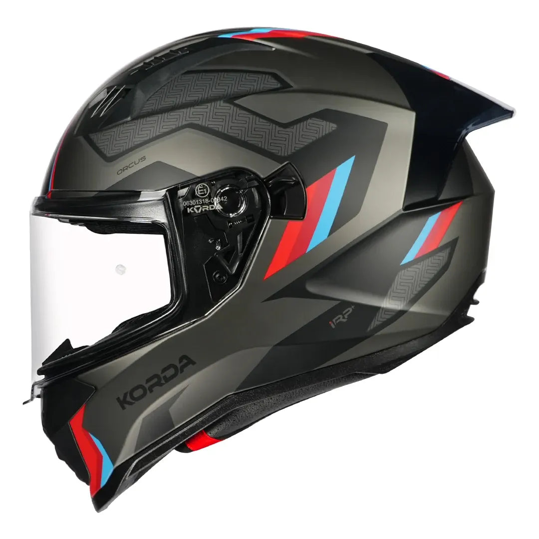 Korda EVO Orcus matt grey red blue helmet with clear visor