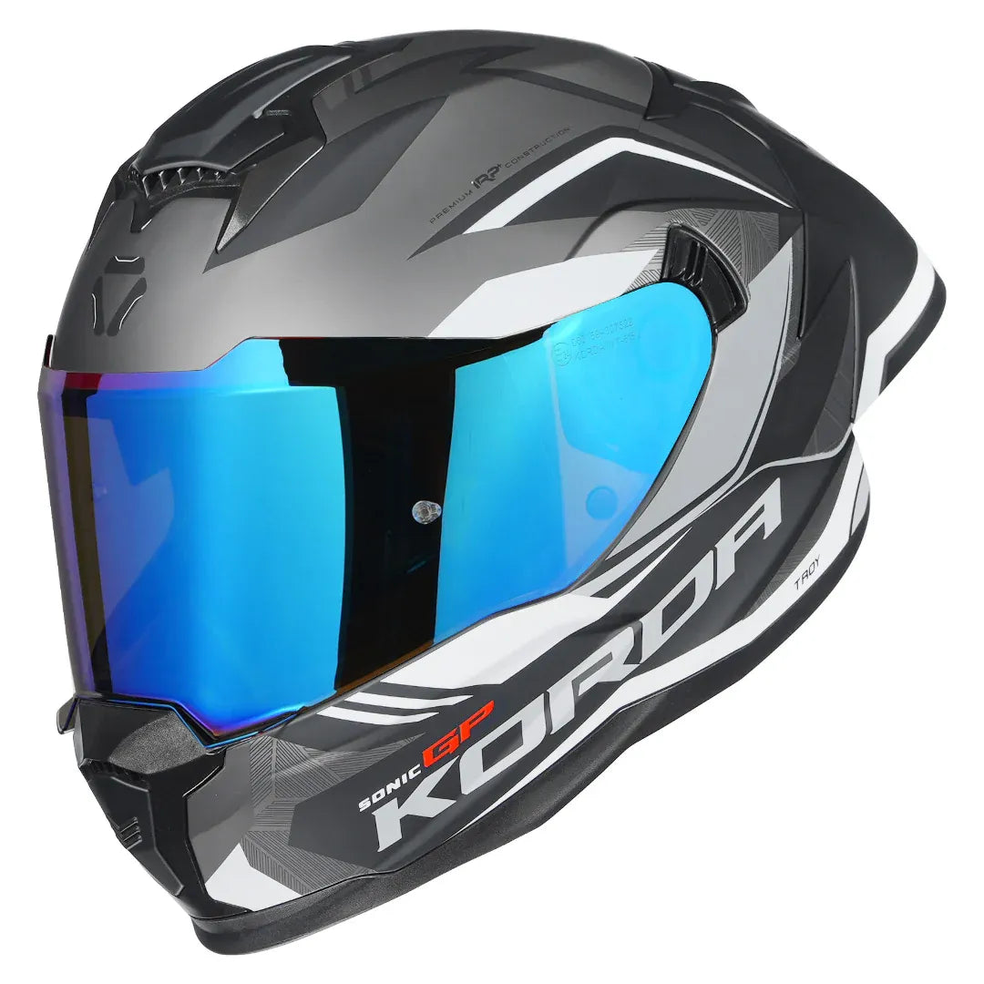Korda Sonic GP Troy Helmet Grey full-face motorcycle helmet