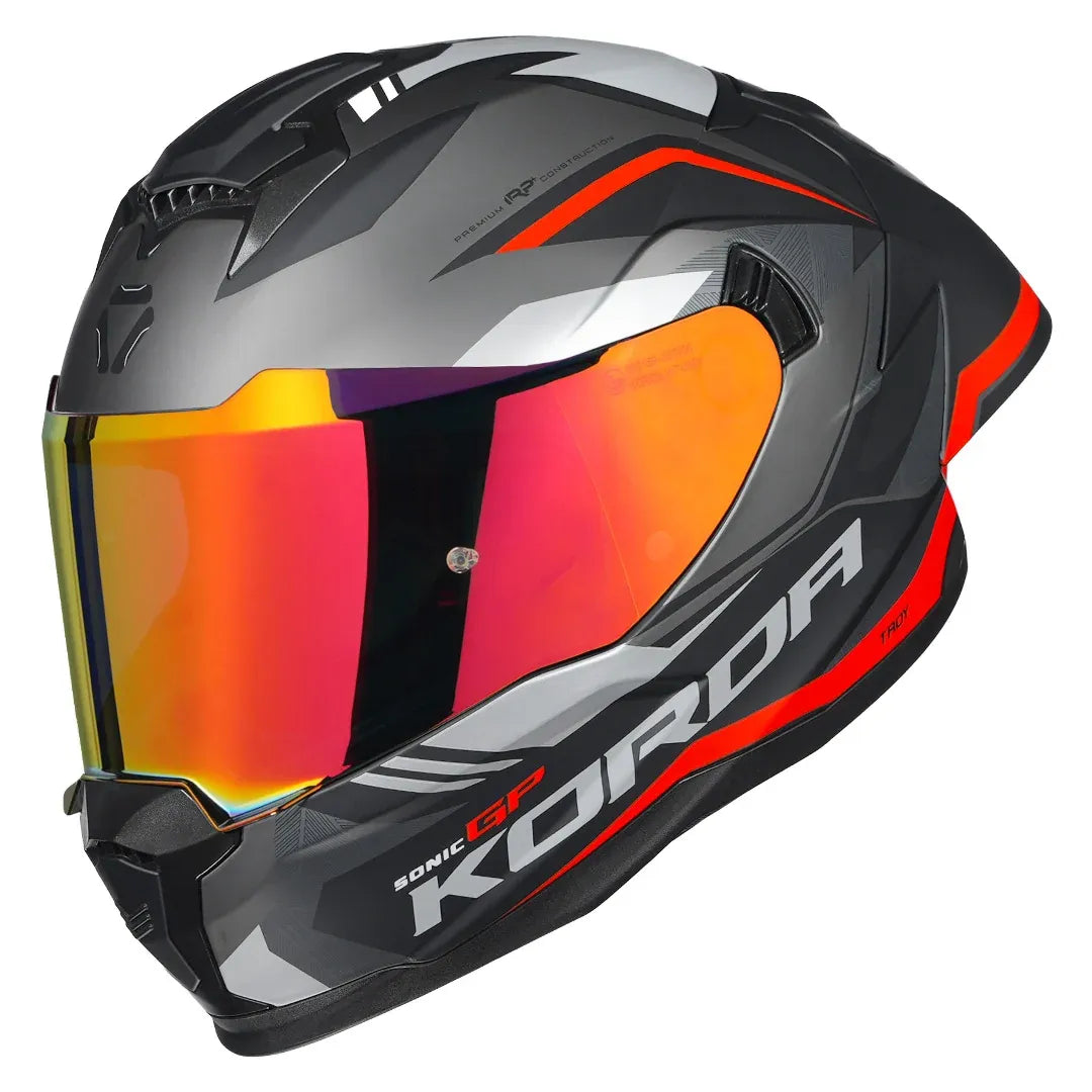 Korda Sonic GP Troy Matt Red helmet with dual visor system