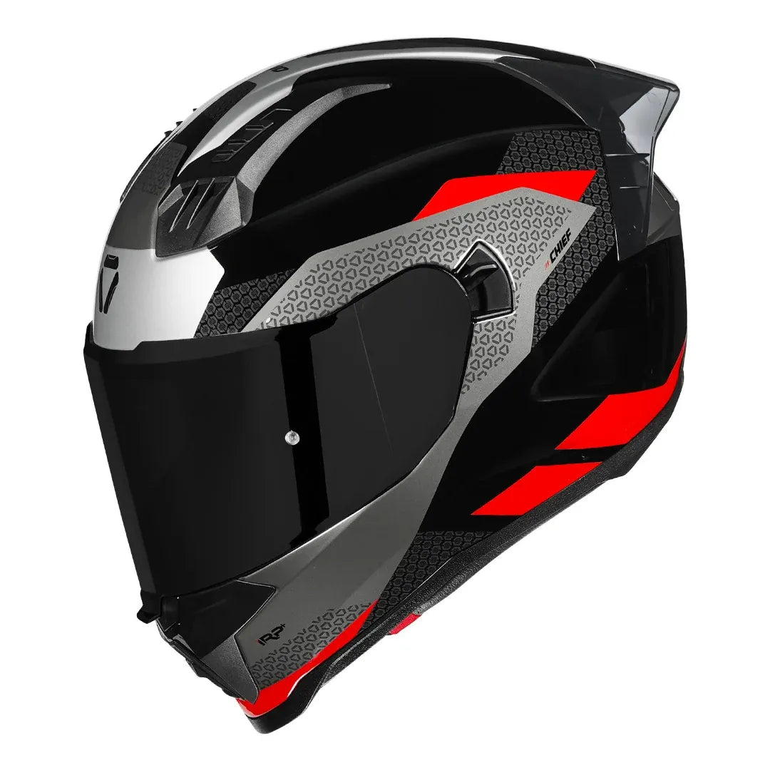 Front view of Korda EVO Chief helmet in gloss black red