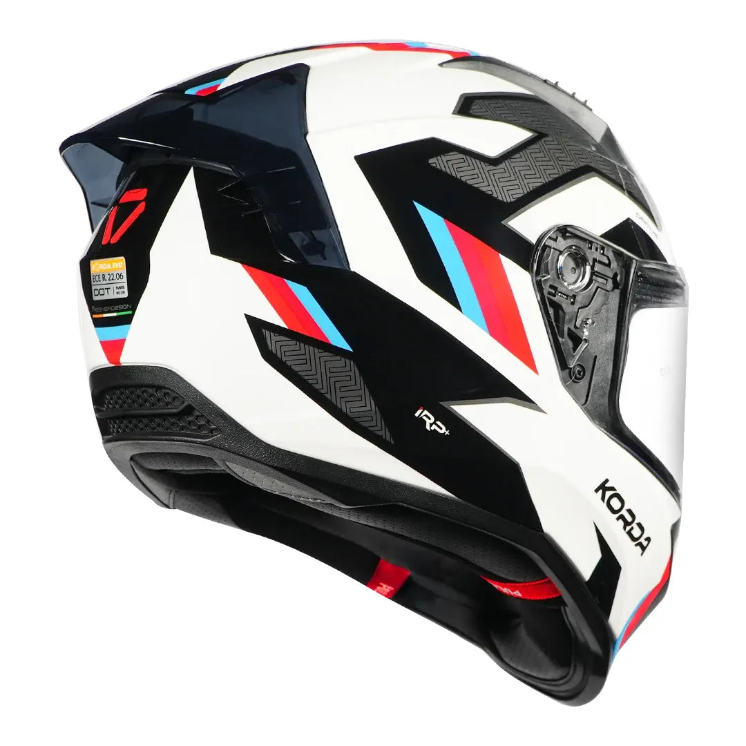 Korda EVO Orcus gloss white blue red helmet interior liner view