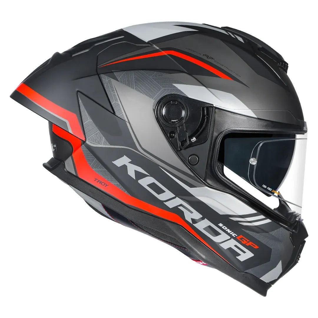 Korda Sonic GP Troy Matt Red motorcycle helmet with Double D-ring