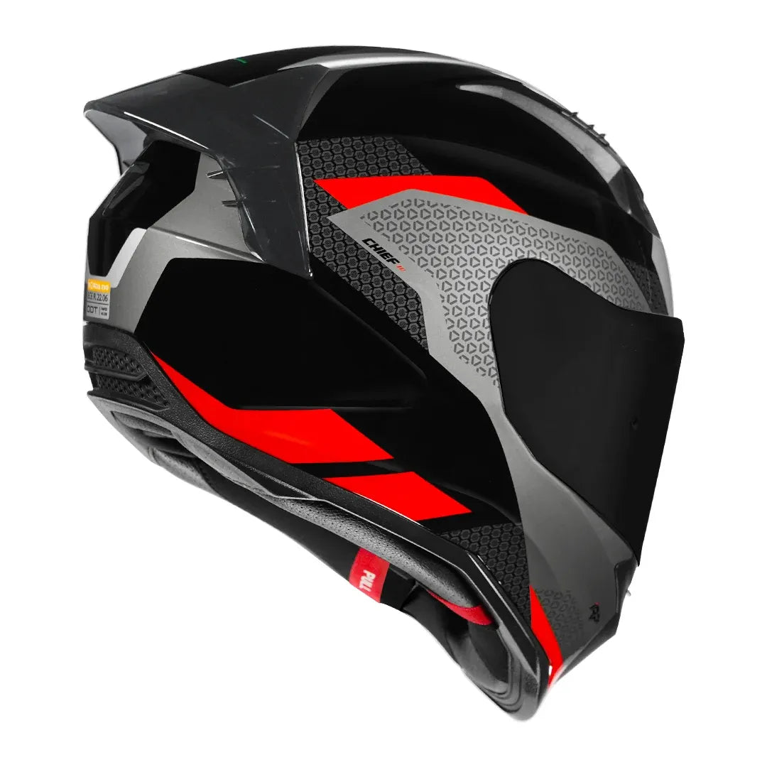 Korda EVO Chief helmet gloss black red showing dual visor system