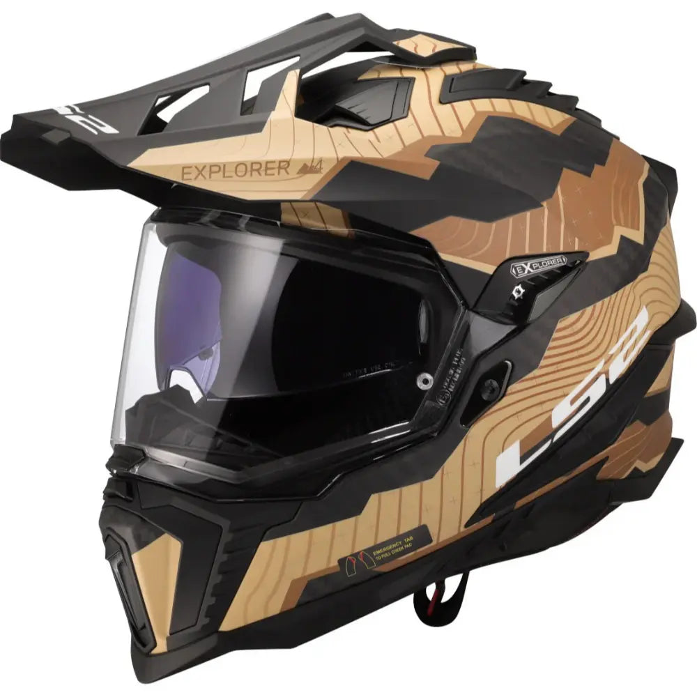 LS2 MX701 Explorer Carbon Trick Brown Sand adventure motorcycle helmet
