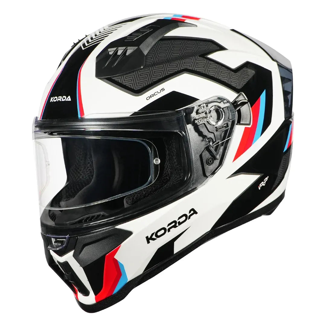 Korda EVO Orcus helmet gloss white blue red side profile view