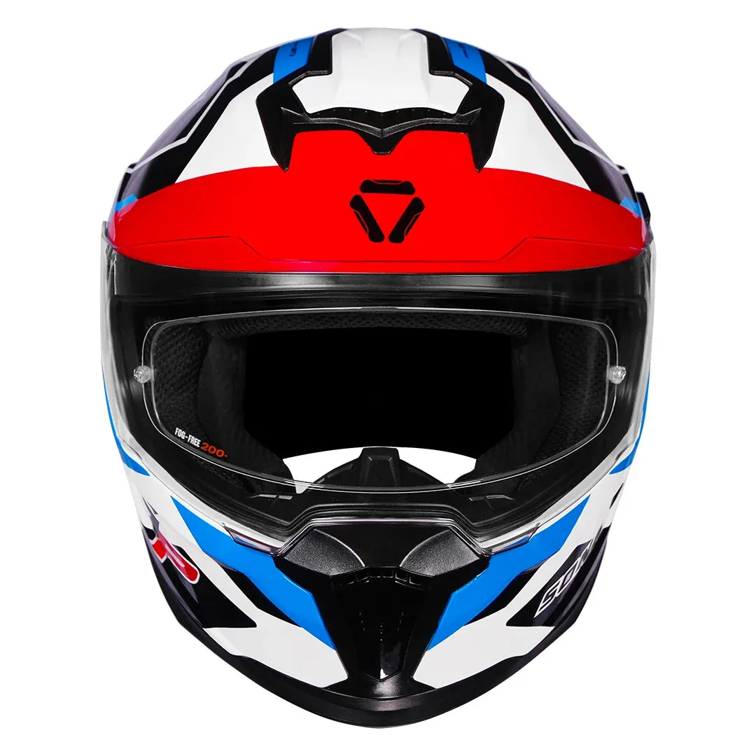Korda Sonic GP Flash Helmet in Gloss White Red Blue – front view