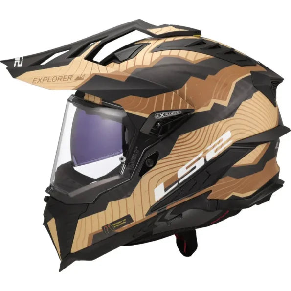 LS2 MX701 Explorer Carbon Trick Brown Sand dual sport riding helmet