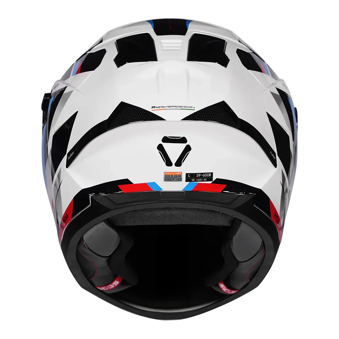 Korda Sonic GP Flash Helmet in Gloss White Red Blue – interior liner and padding