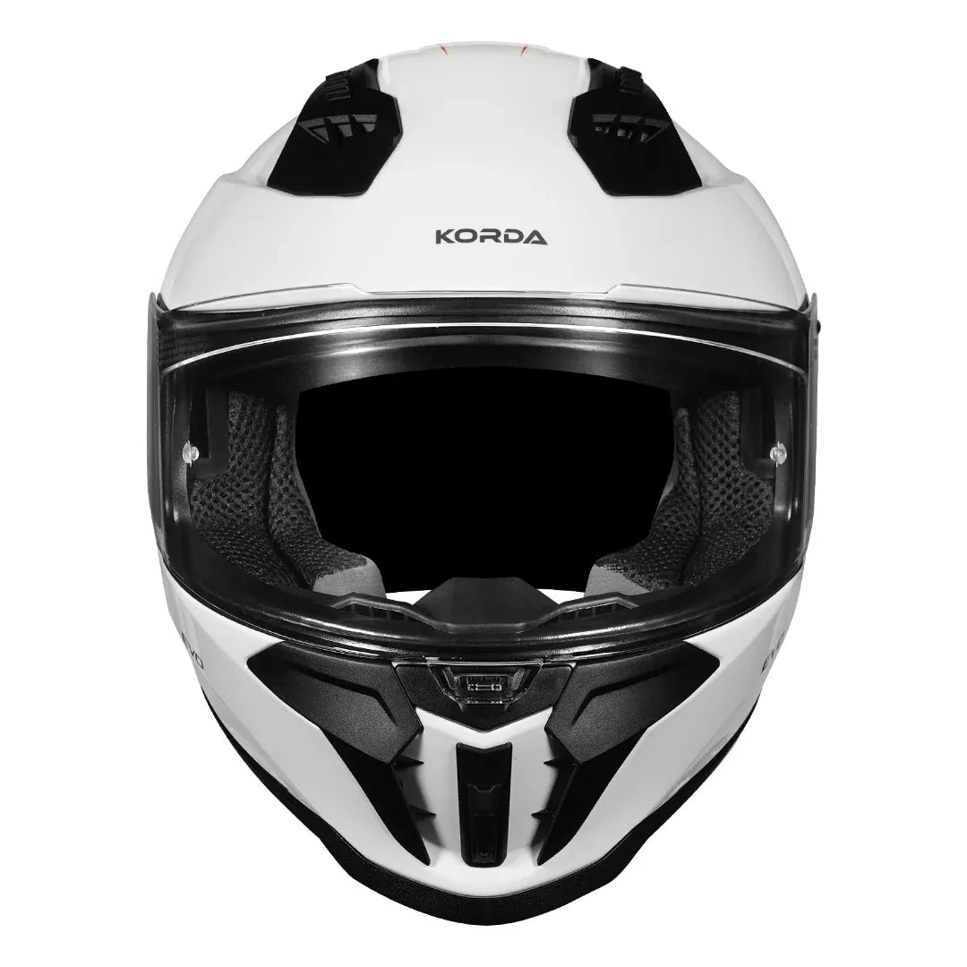 Front view of Korda EVO Solid helmet in gloss white