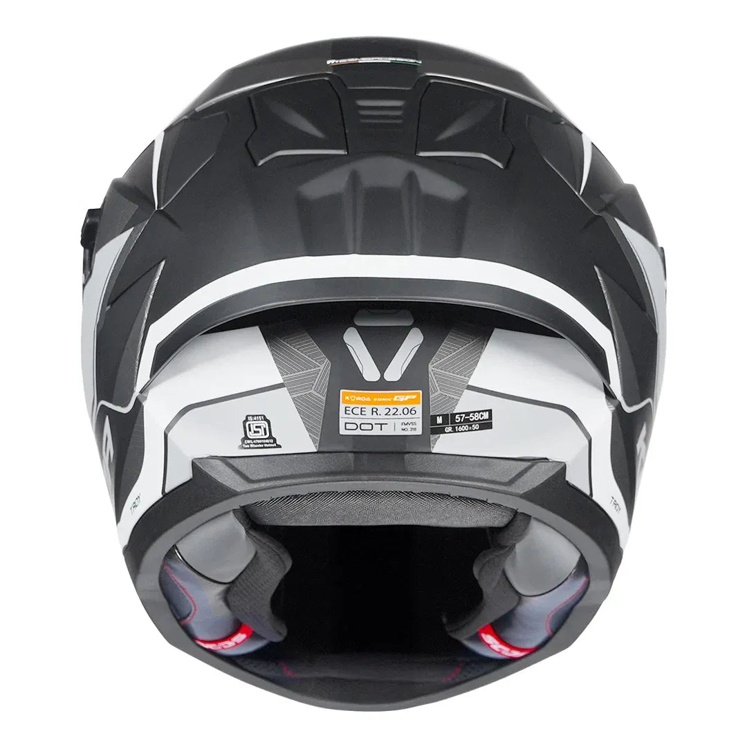 Korda Sonic GP Troy Grey motorcycle helmet with Double D-ring