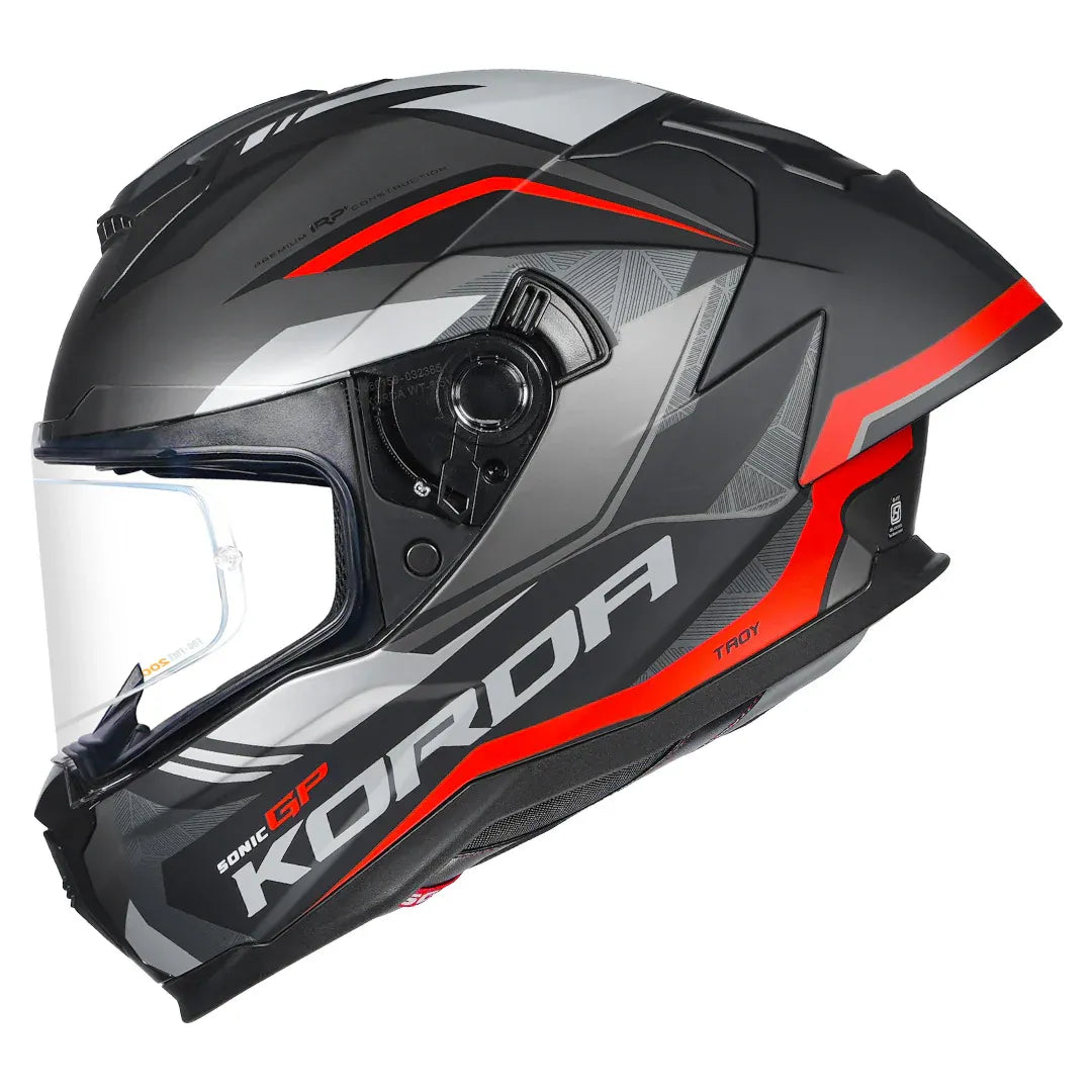 Korda Sonic GP Troy Matt Red full-face helmet side view