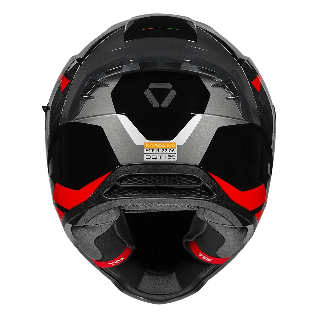 Korda EVO Chief helmet gloss black red rear spoiler design