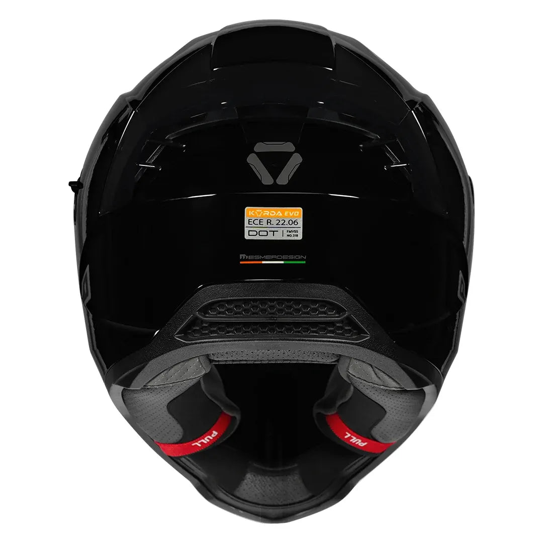 Korda EVO Solid helmet gloss black rear spoiler design