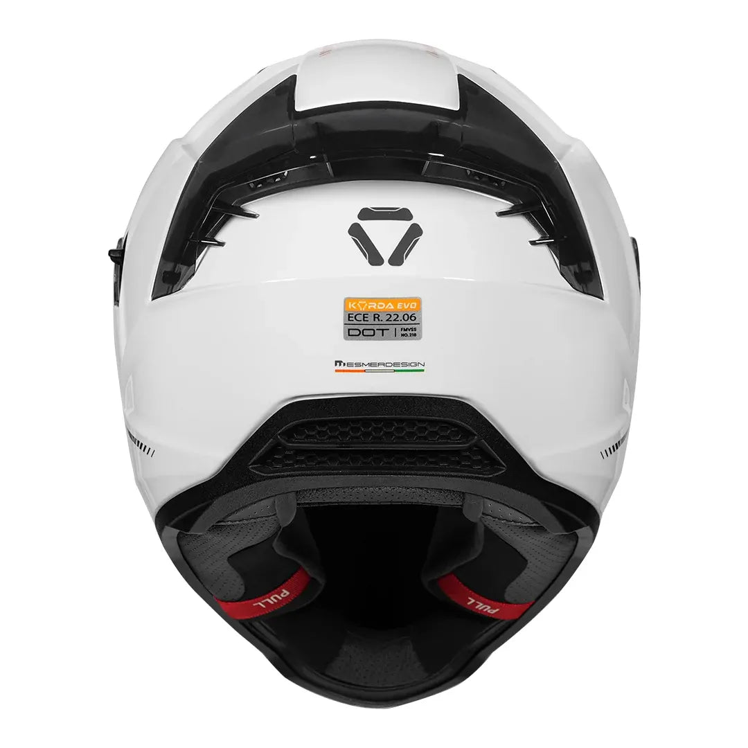Korda EVO Solid helmet gloss white rear spoiler design