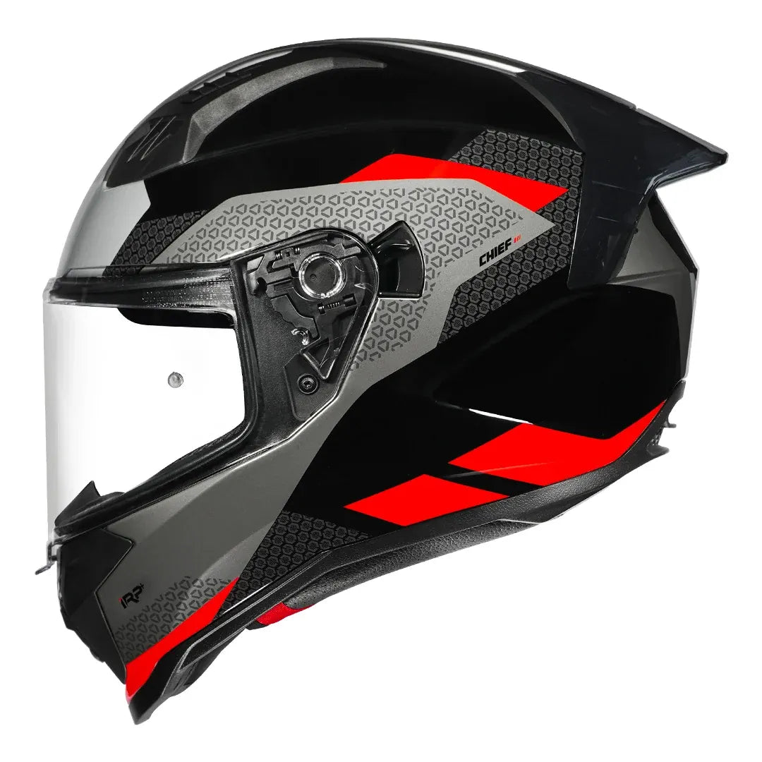 Korda EVO Chief gloss black red helmet with clear visor