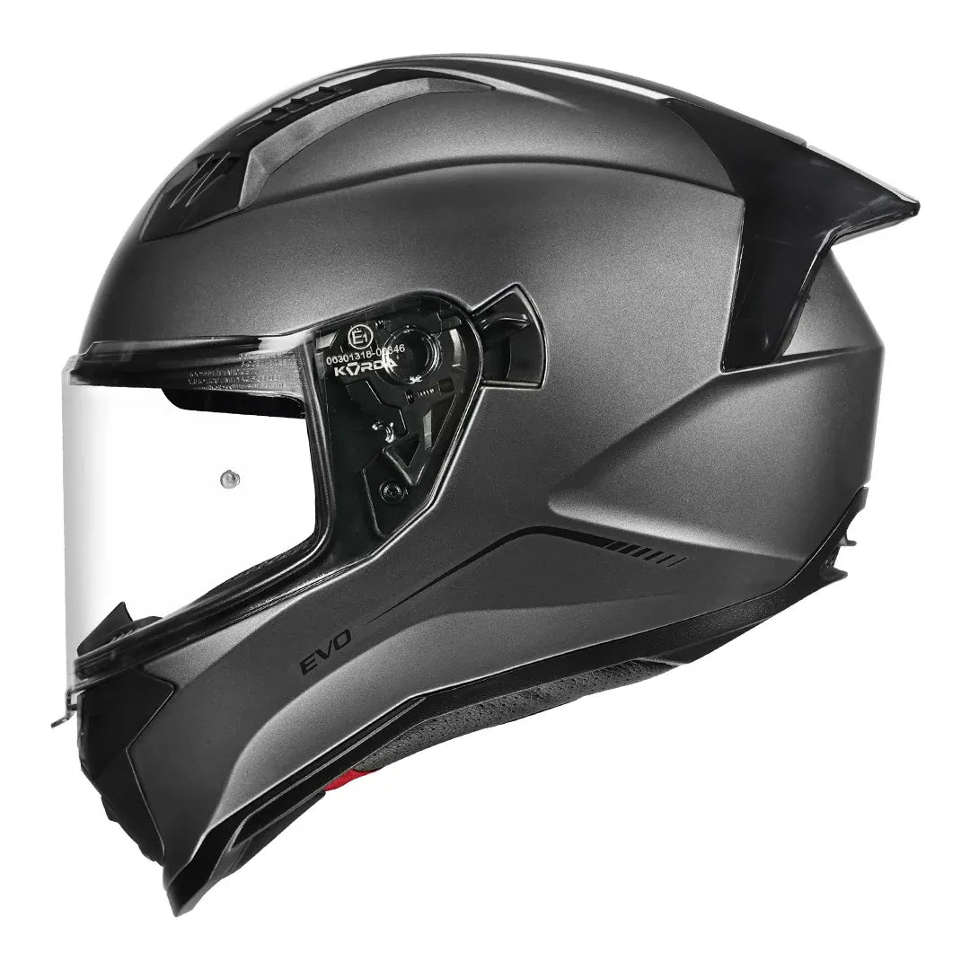 Korda EVO Solid helmet matt grey showing dual visor system