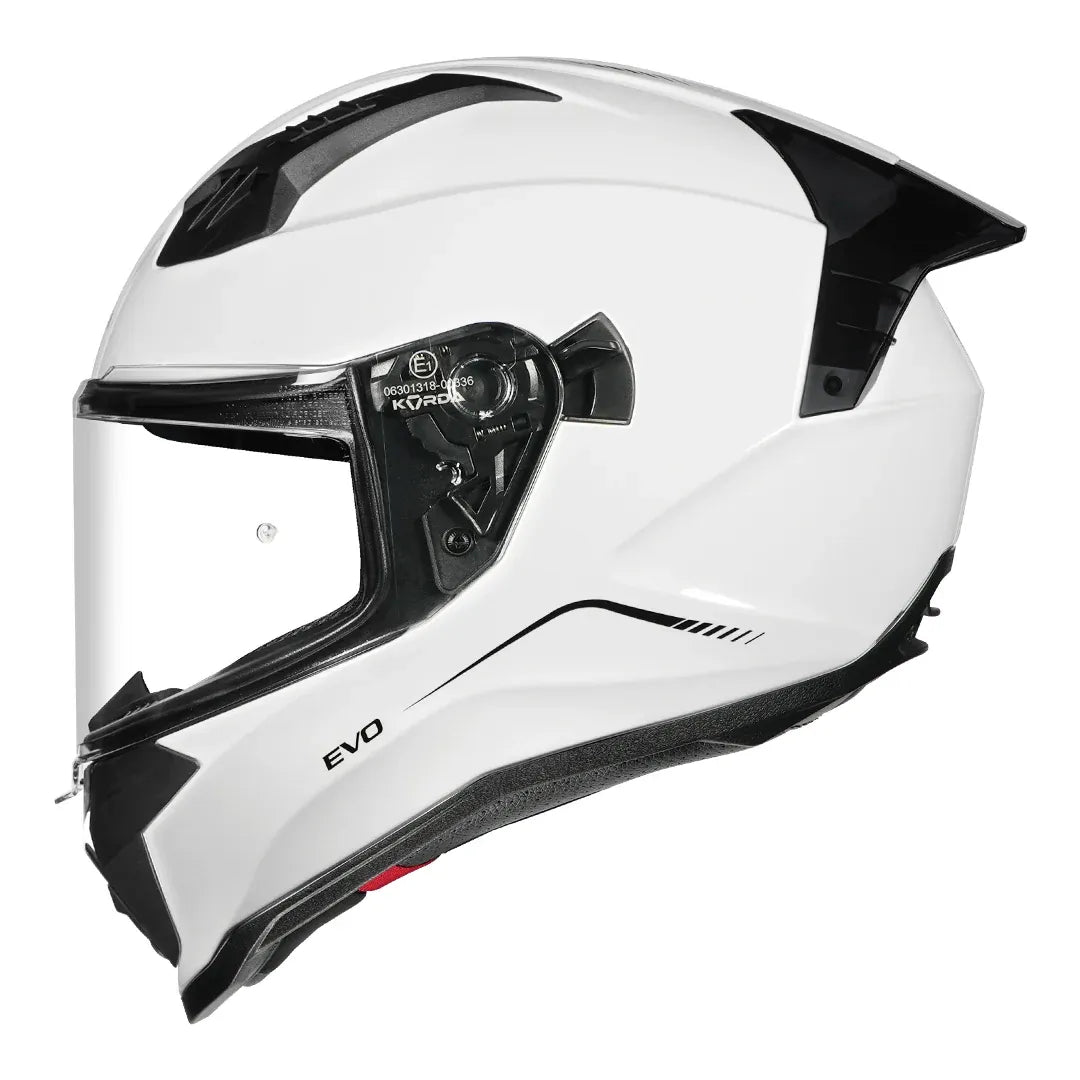 Korda EVO Solid gloss white helmet with clear visor