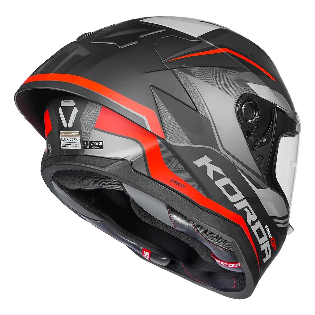 Korda Sonic GP Troy Matt Red helmet with aero rear spoiler