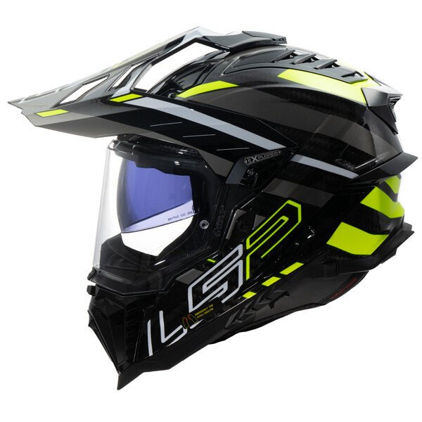 LS2 MX701 Explorer Carbon Edge Gloss Black H - V Yellow - 6KIOMHelmets