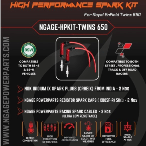 N - Gage Powerparts Spark Plug Kit for Royal Enfield Interceptor/GT/Super Meteor 650 - 6KIOMPerformance Parts