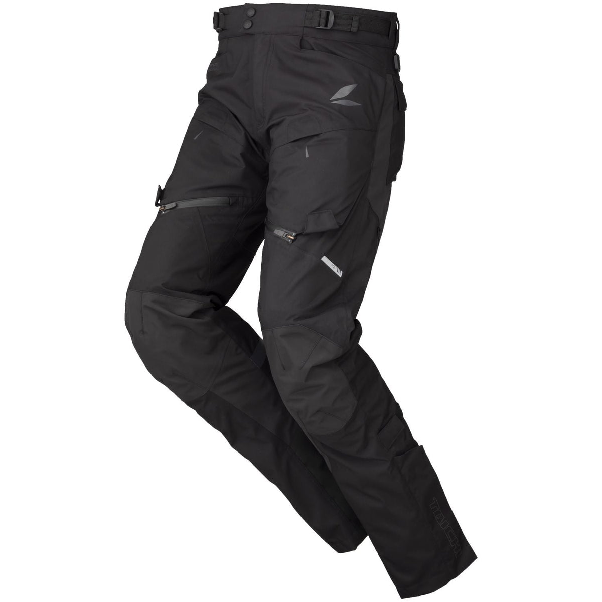RS Taichi Drymaster Kompass Pant front view in Black with DRYMASTER waterproof construction | 6KIOM