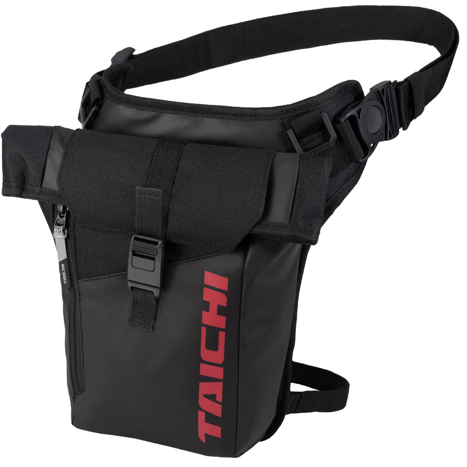 Black waist bag with 'TAICHI' branding on a white background