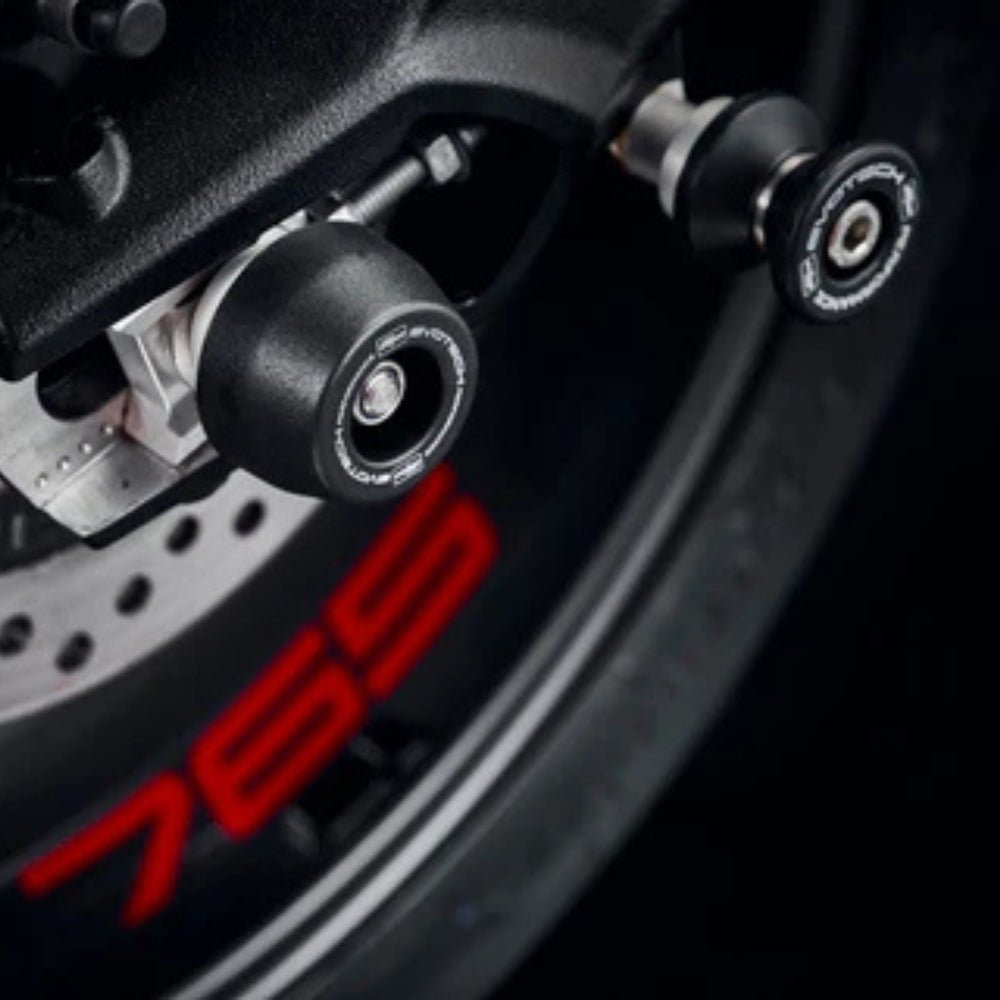 Triumph Street Triple 765 RS 2023+ Rear Spindle Bobbins – Evotech Performance - 6KIOMSpool Sliders